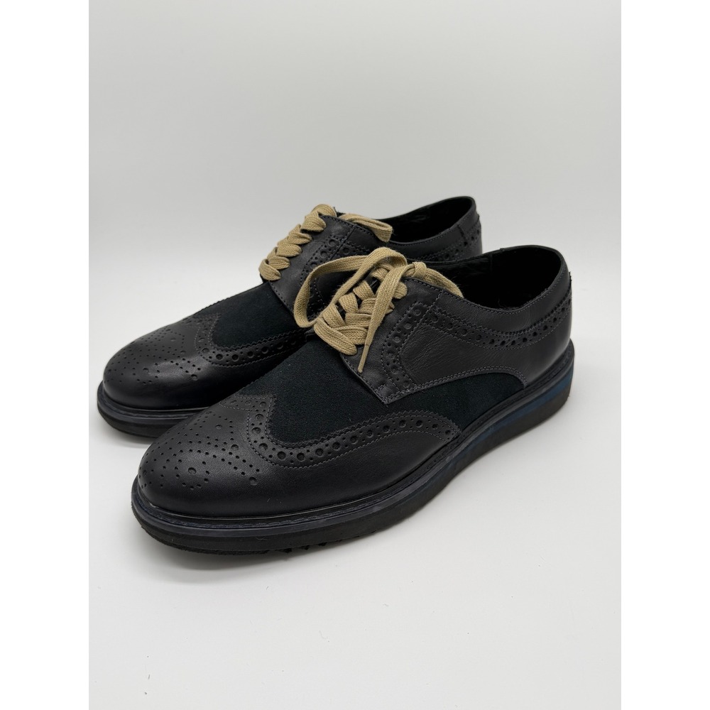 STUDIO BELVEDERE "LUIS" Brazil Black Wingtip Brogue Dress Shoes Mens 10 Navy